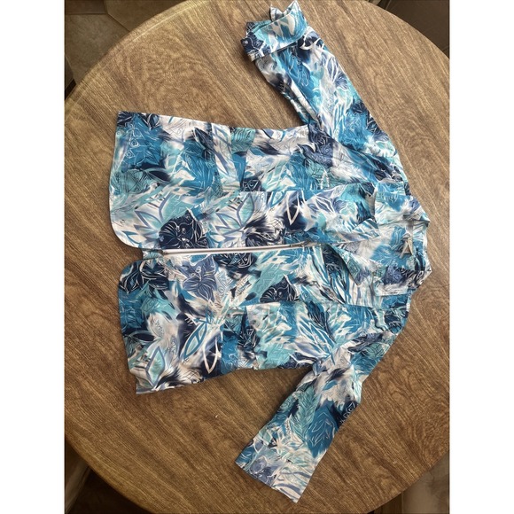 Brightly Twisted Tops - Woman's Company Collection Half Zip Top Size 10 Bright Blue